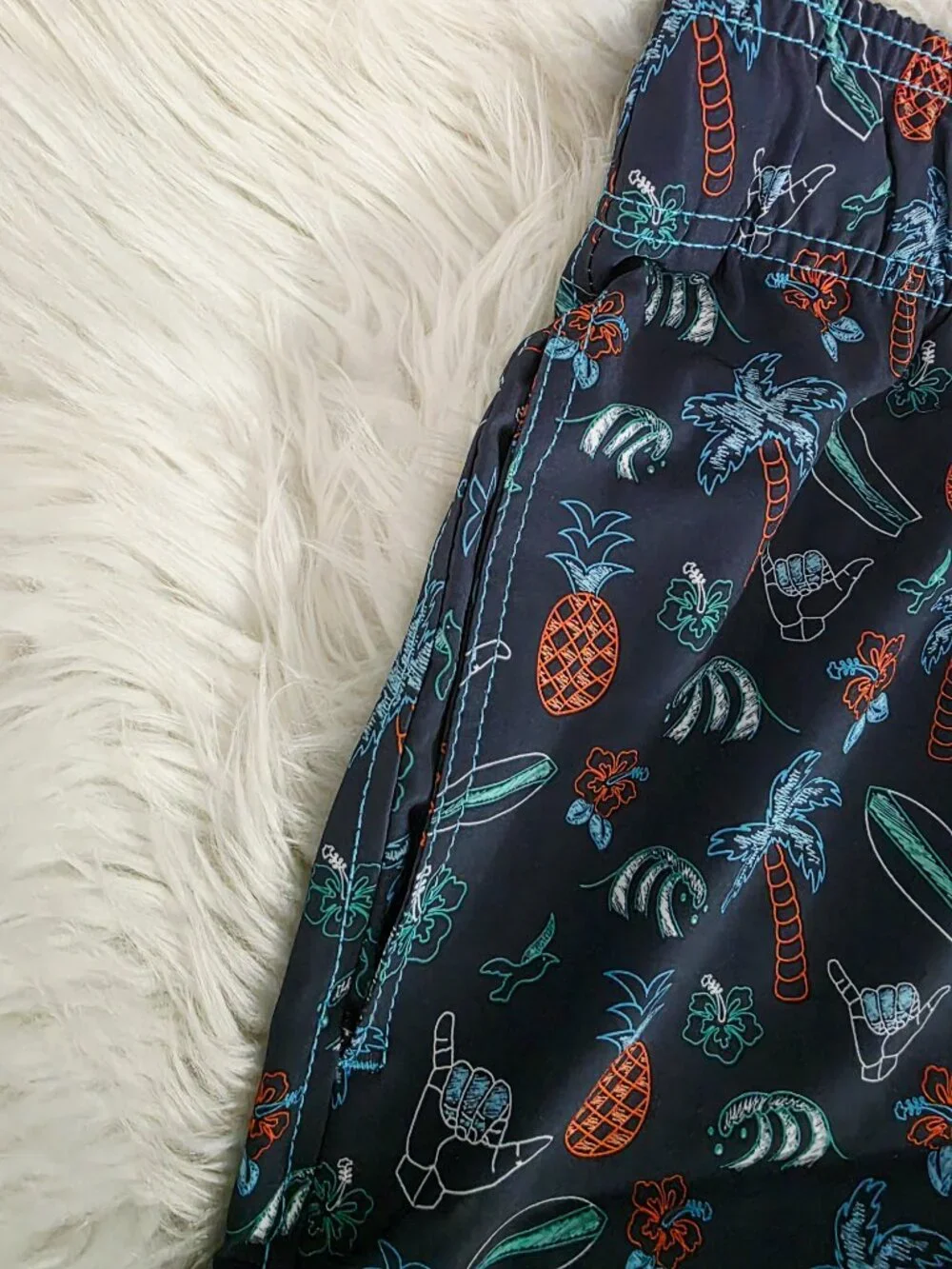 NWT Beach Bros Men's Swim Trunks Tropical Chalk Stone Blue w/Pockets
